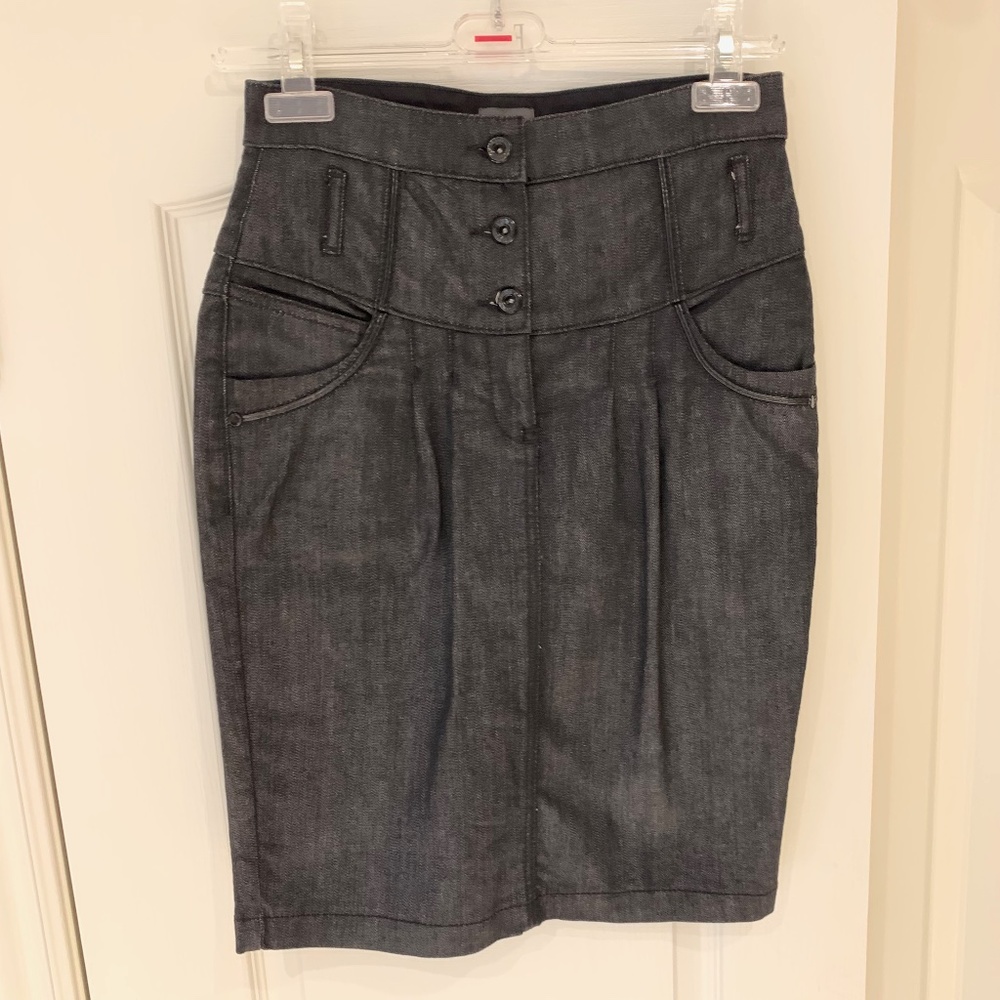 Mexx High Waist Jean Skirt, Size 34, Black Jean